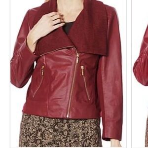 IMAN Leather and fabric Jacket. NWT Small